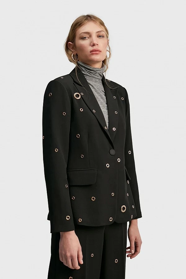 Blazer Lola Casademunt negra ojales eyelet