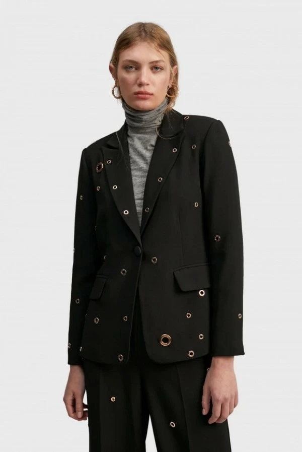 Blazer Lola Casademunt negra ojales eyelet