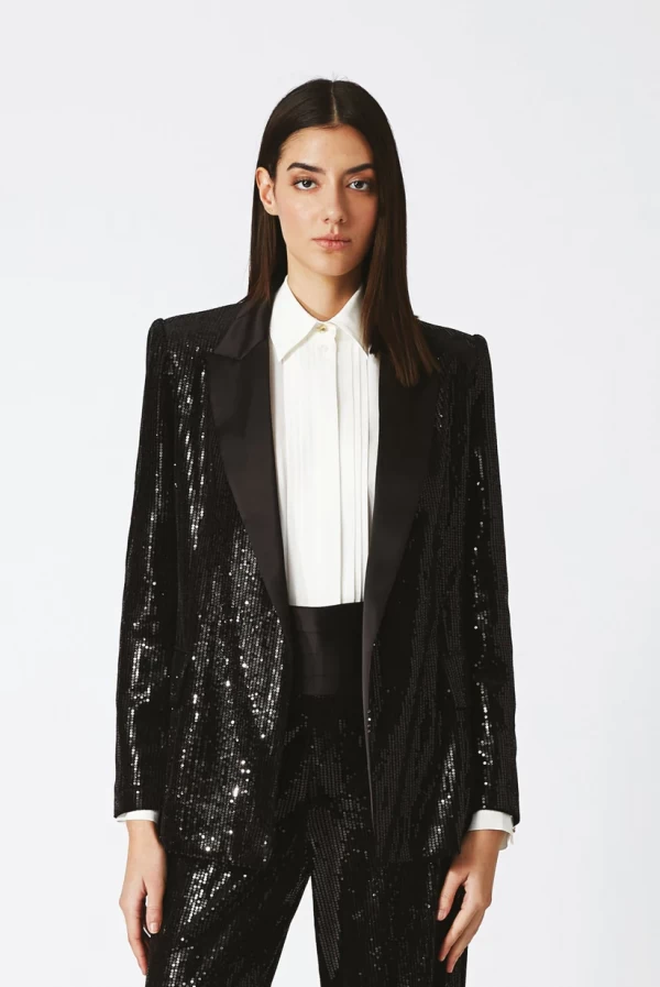 bling blazer lentejuelas negra nenette