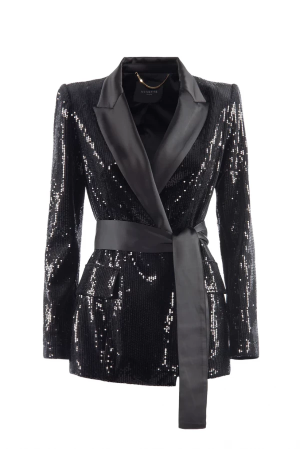 bling blazer lentejuelas negra nenette