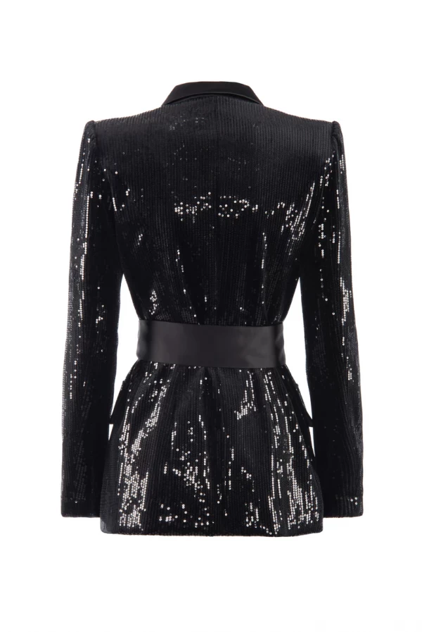 bling blazer lentejuelas negra nenette