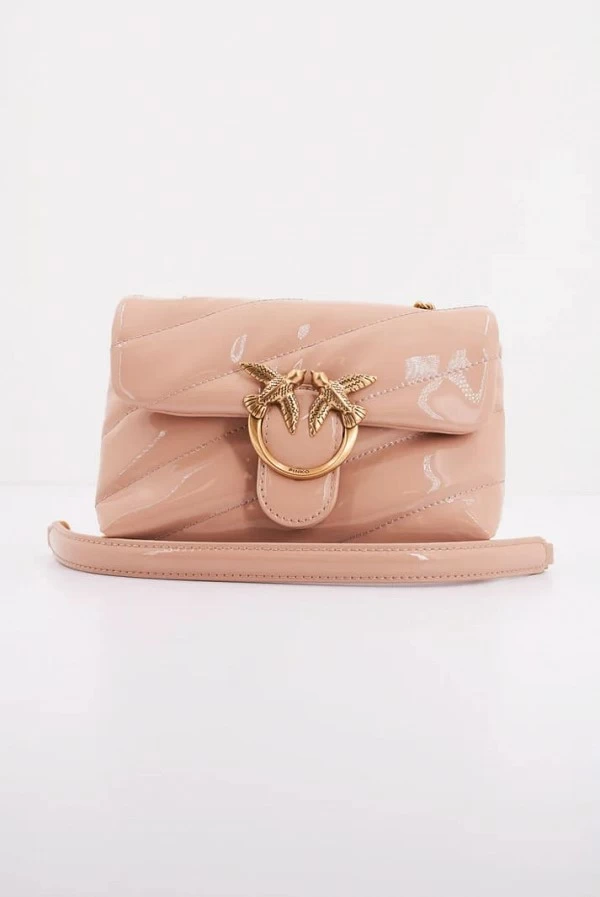 Bolso bandolera pequeño Baby Love Bag Puff de charol nude