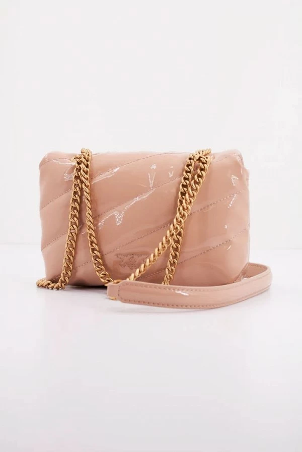 Bolso bandolera pequeño Baby Love Bag Puff de charol nude