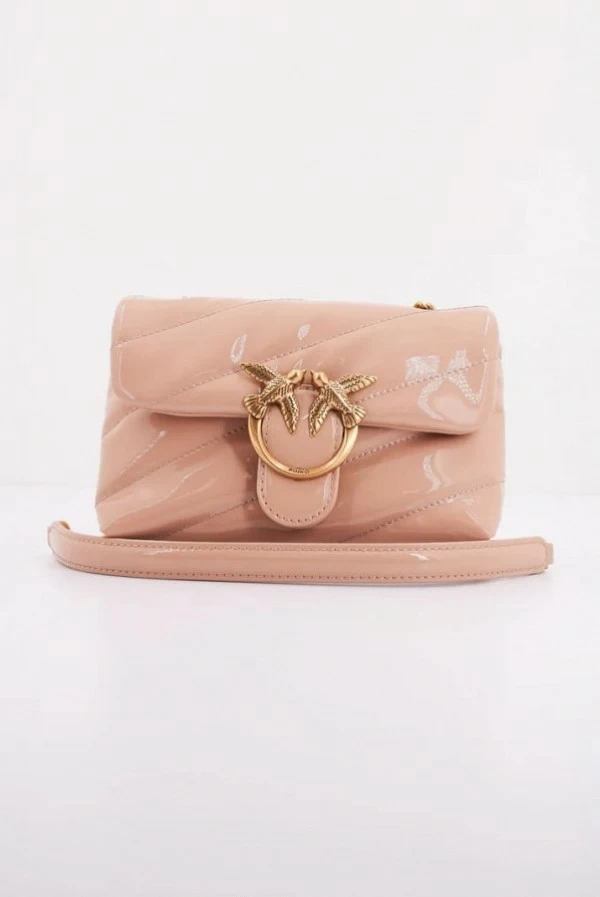 Bolso bandolera pequeño Baby Love Bag Puff de charol nude