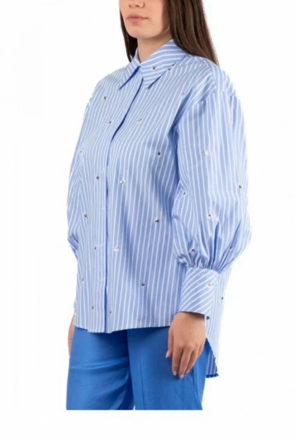 Camisa de rayas azul Nenette con detalles lentejuelas