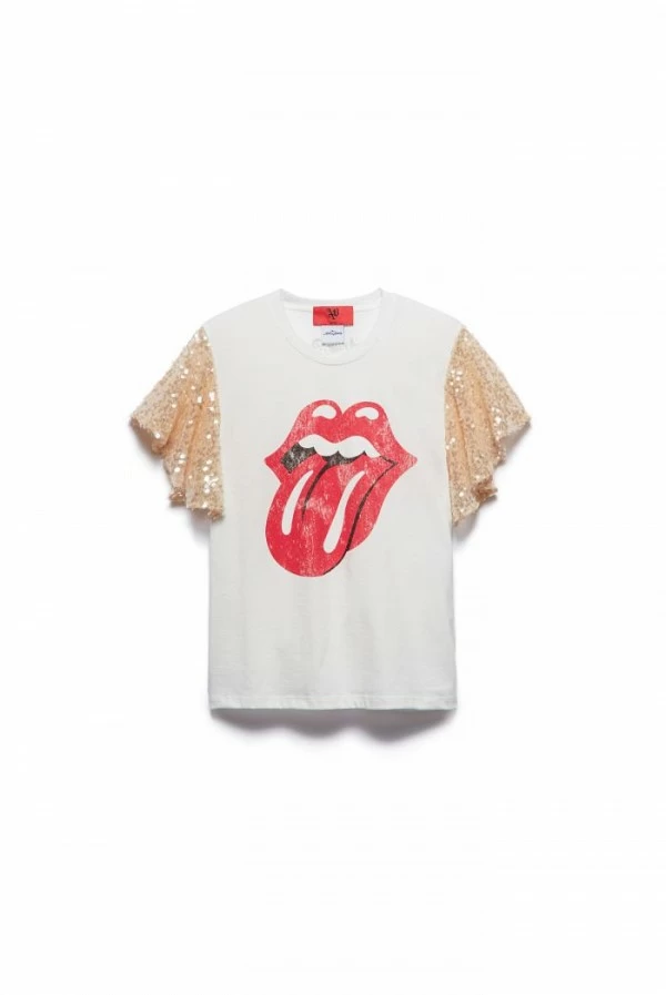 camiseta blanca aniye by mangas pailettes  rolling stone