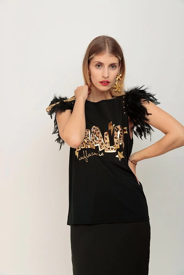 Camiseta chill & buy Plumas Mala Leopard