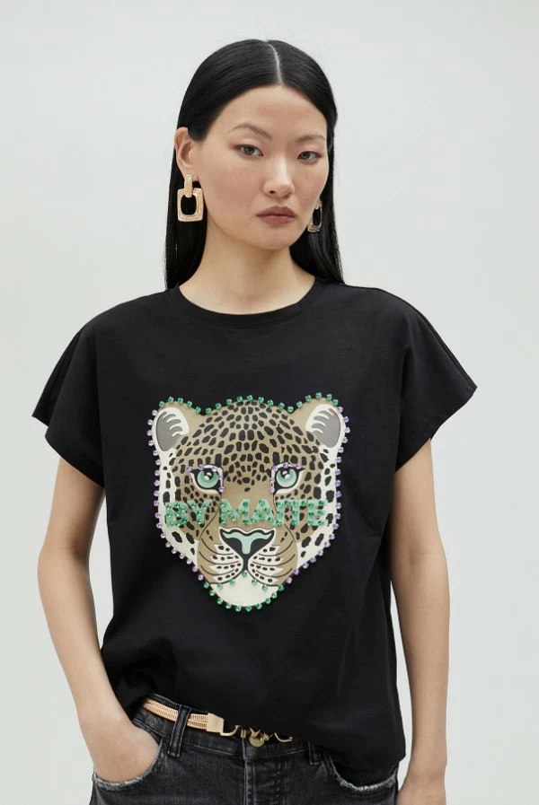 camiseta lola casademunt leopardo pedreria