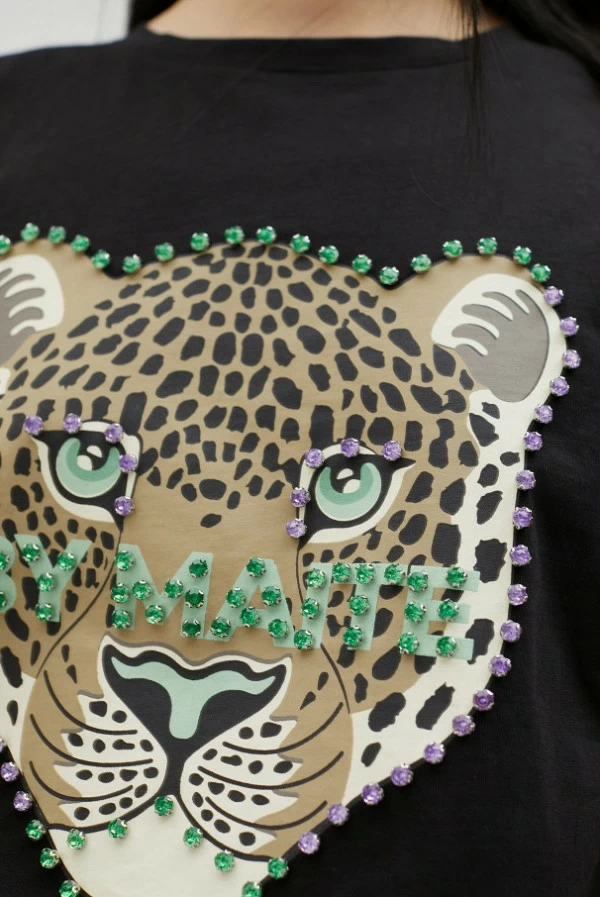 camiseta lola casademunt leopardo pedreria