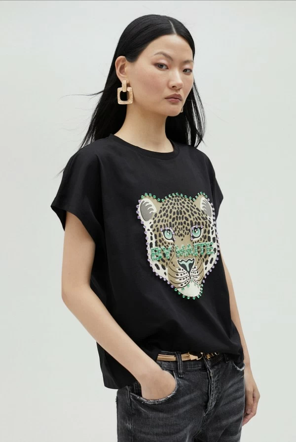 camiseta lola casademunt leopardo pedreria