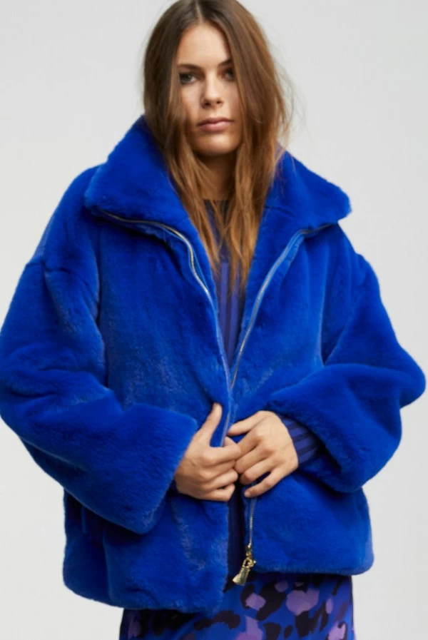 chaqueta pelo ecologico azul lola casademunt