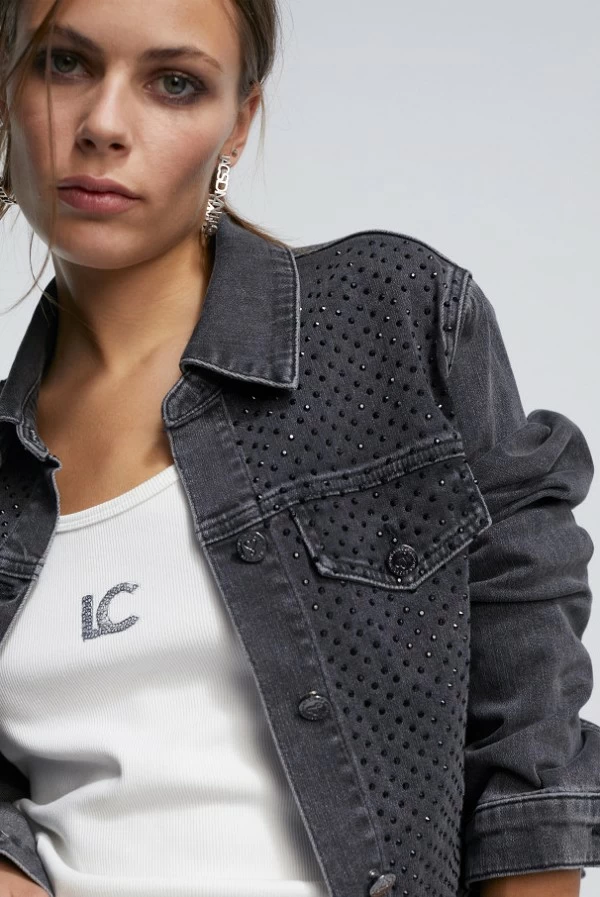 chaqueta tejana strass negro lola casademunt