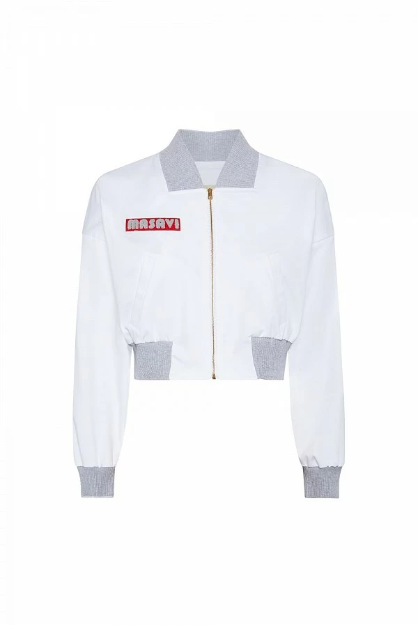 chaqueta bomber takeitin masavi corta color blanco