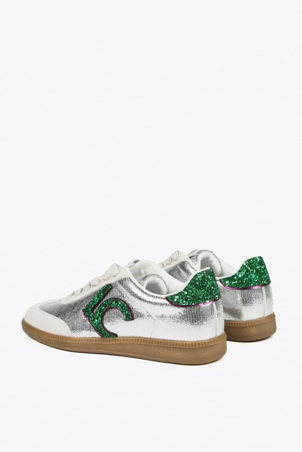 deportiva metalizada en plata lc verde glitter lola casademunt