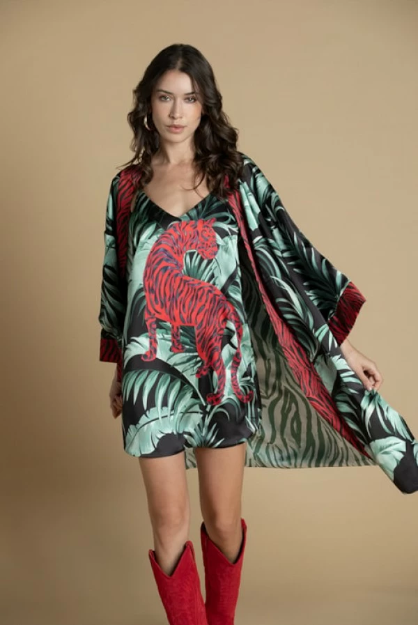 kimono sahoco estampado tropical