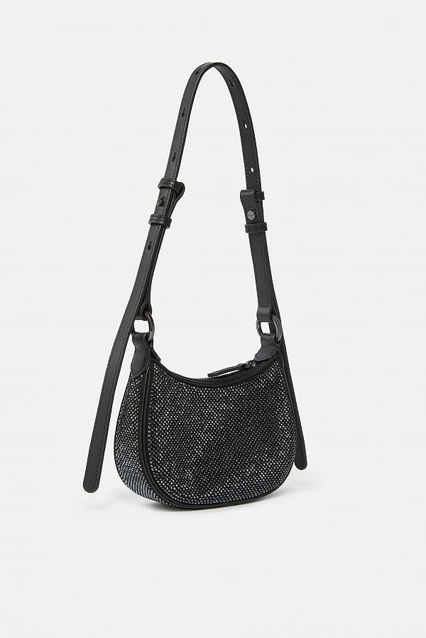 Mini Bolso de hombro Baby Half Moon con strass