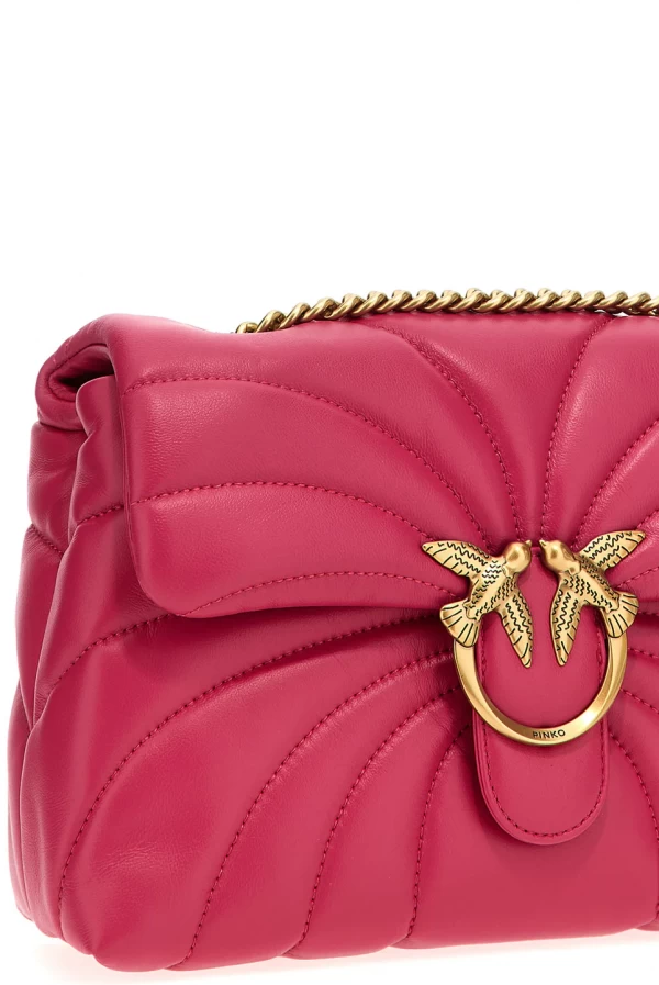 mini bolso pinko fucsia love bag piel con prespuntes