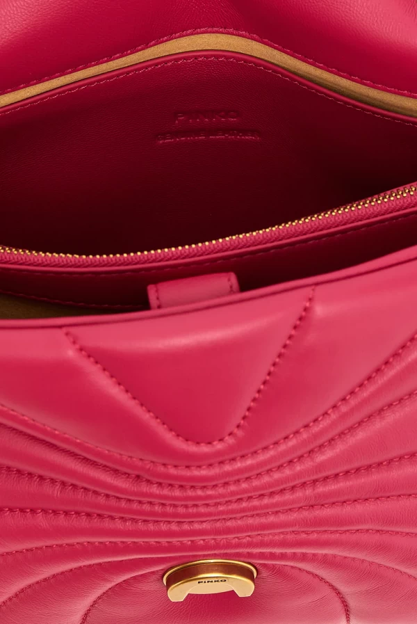 mini bolso pinko fucsia love bag piel con prespuntes