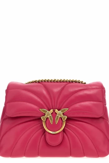 mini bolso pinko fucsia love bag piel con prespuntes