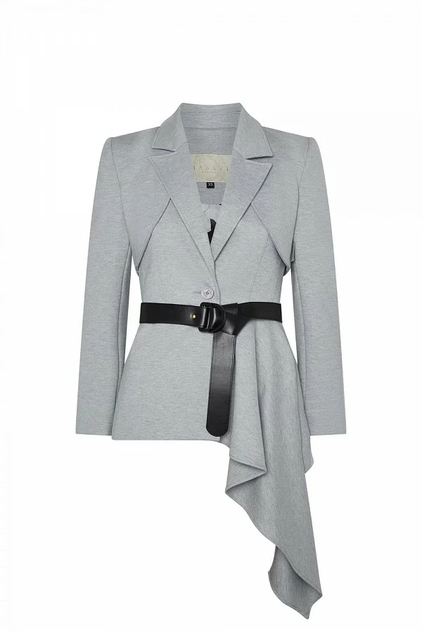 noote blazer gris masavi corte asimetrico