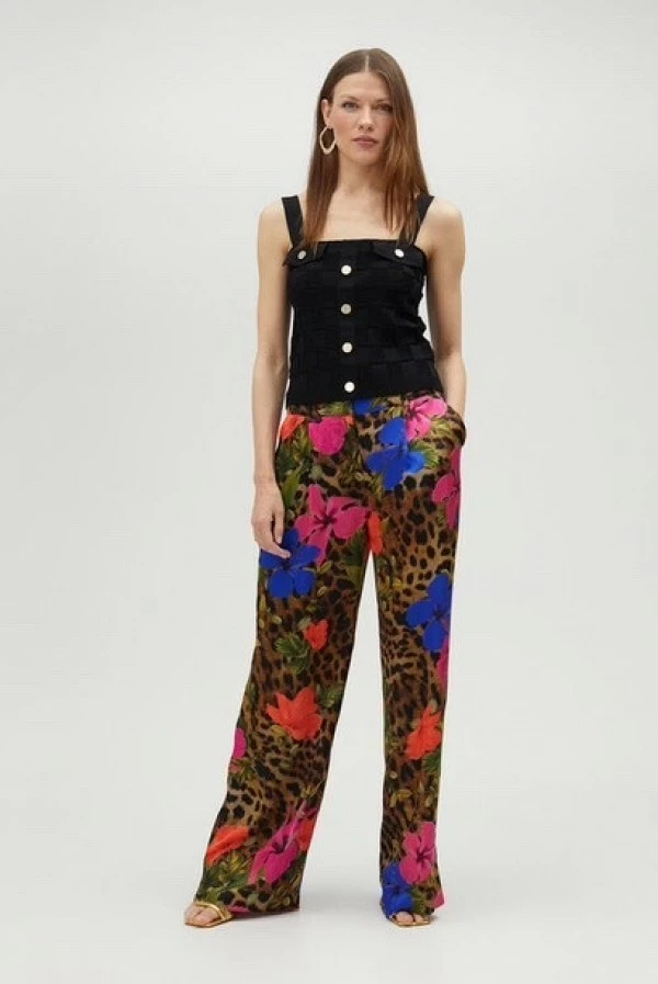 Pantalón fluido animal print flores Lola Casademunt