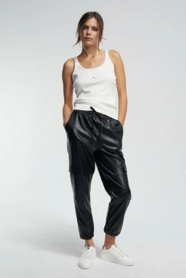 pantalon lola casademunt cargo ecopiel negro