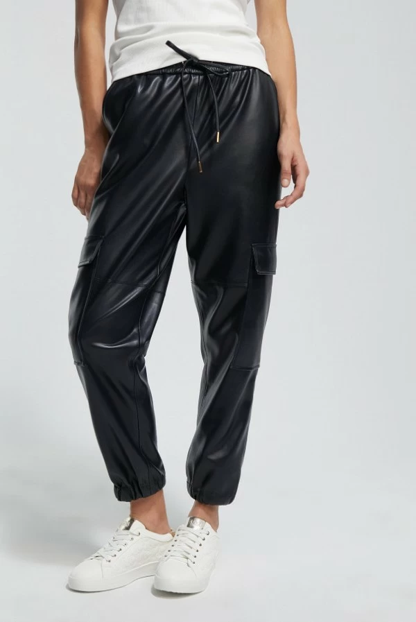 pantalon lola casademunt cargo ecopiel negro