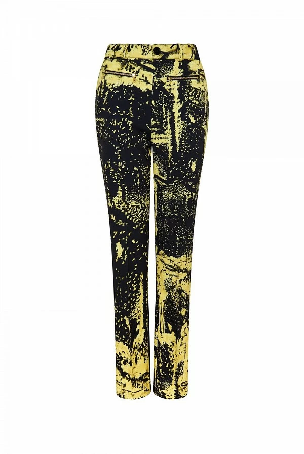 pantalon masavi cremalleras estampado amarillo y negro