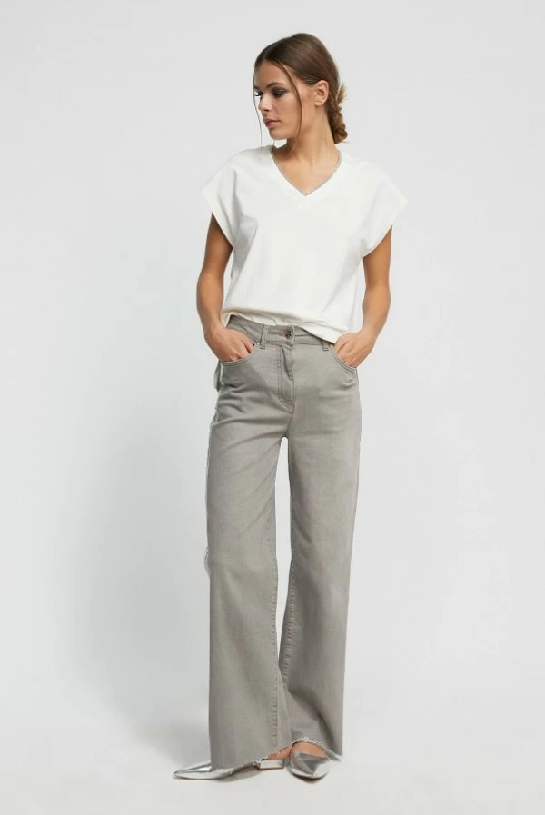 pantalon tejano gris laminado lola casademunt