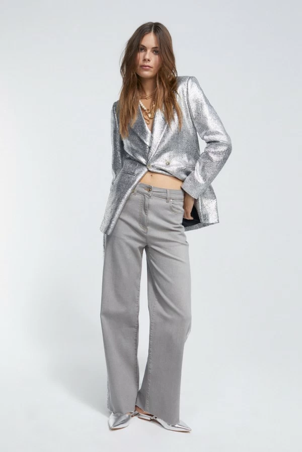 pantalon tejano gris laminado lola casademunt