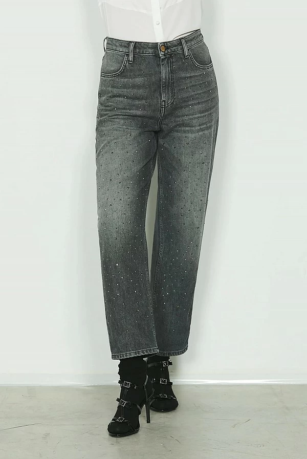 pantalon tejano relish gris con piedras strass