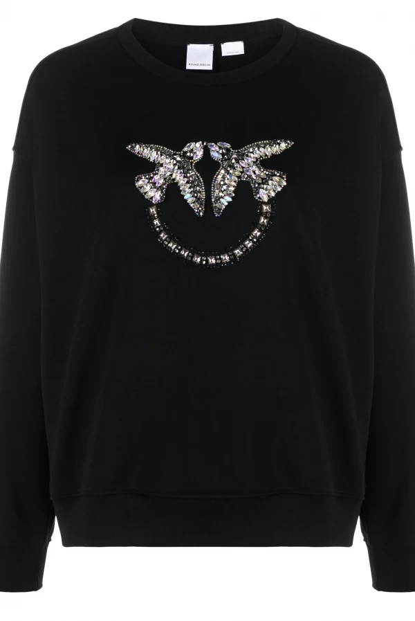 sudadera pinko logo grande cristales strass