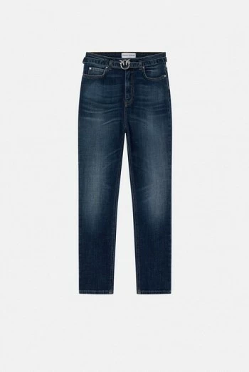 Vaqueros skinny de denim azul oscuro pinko cinturon love birds