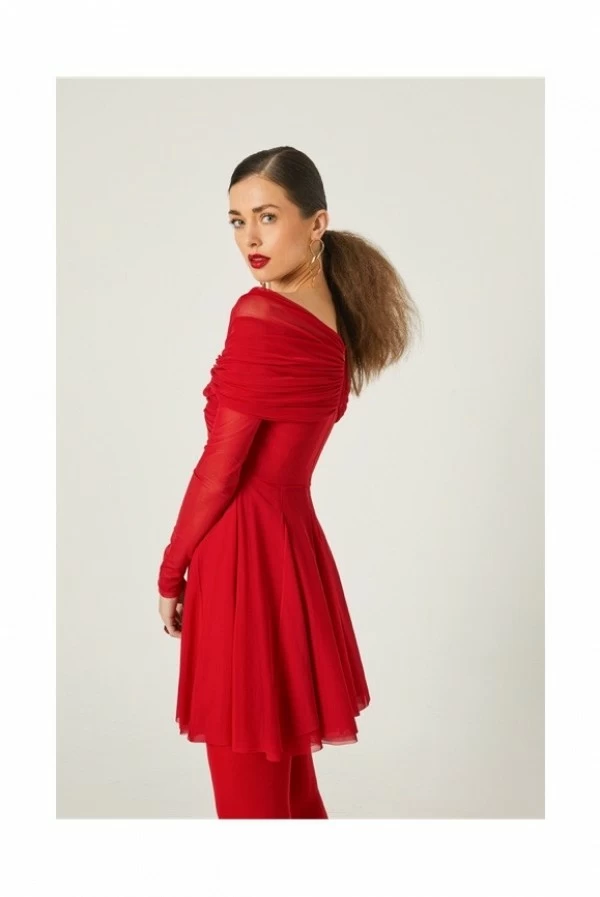 Vestido corto tull rojo Masavi