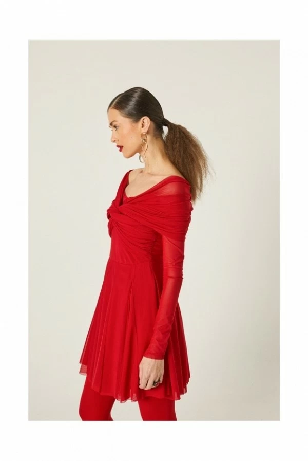 Vestido corto tull rojo Masavi