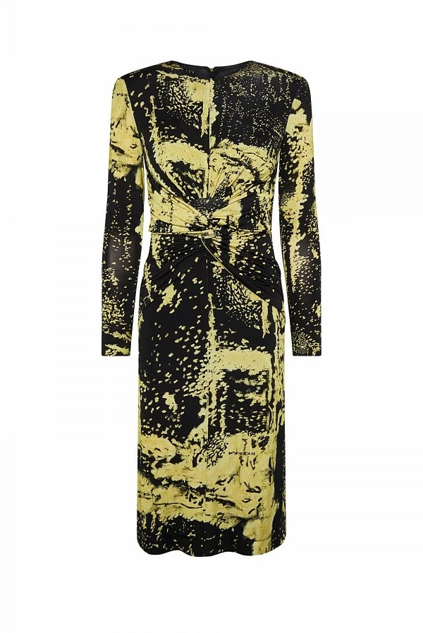 vestido midi masavi giotto licra estampaso amarillo y negro