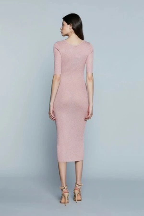 Vestido relish midi punto lurex rosa