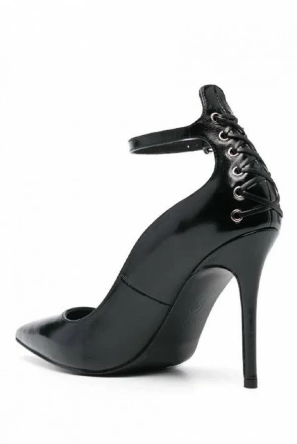 Zapatos de tacon pinko negro estilo corset